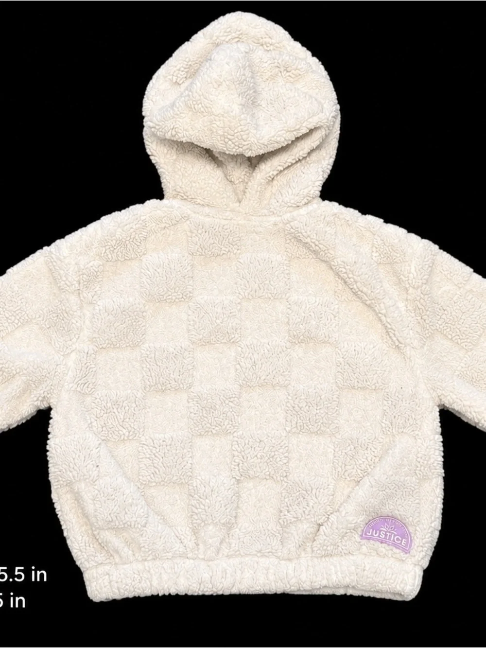 Justice Girls XS 5/6 Cream Sherpa Hooded Jacket Cozy Fleece